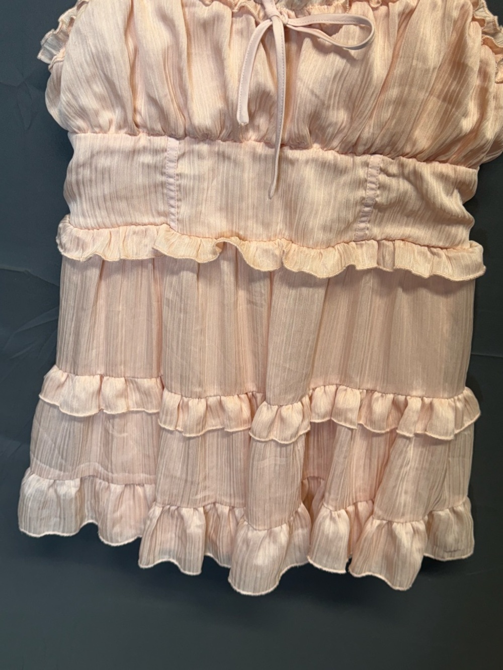 Wild Fable Pink Tiered Ruffle Cami Top Large Coquette Boho Peplum Sleeveless - Picture 7 of 9